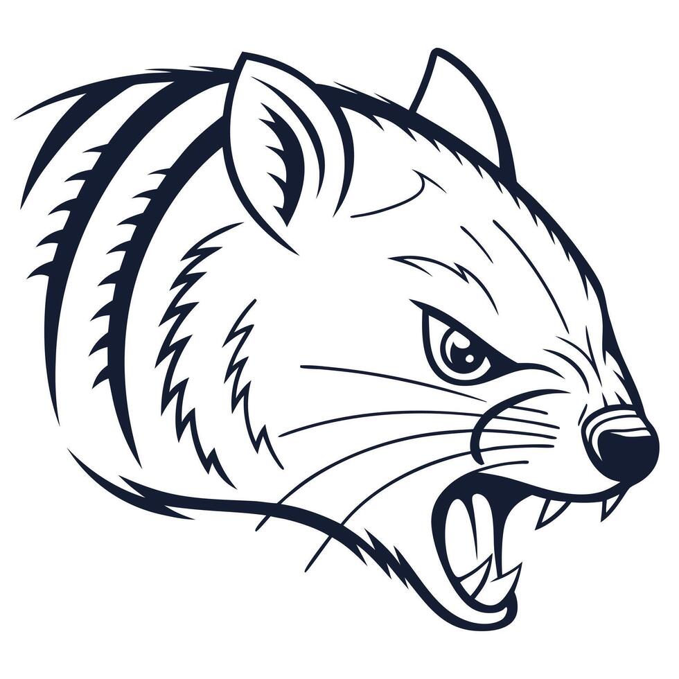 A cartoon animal head with its mouth open vector