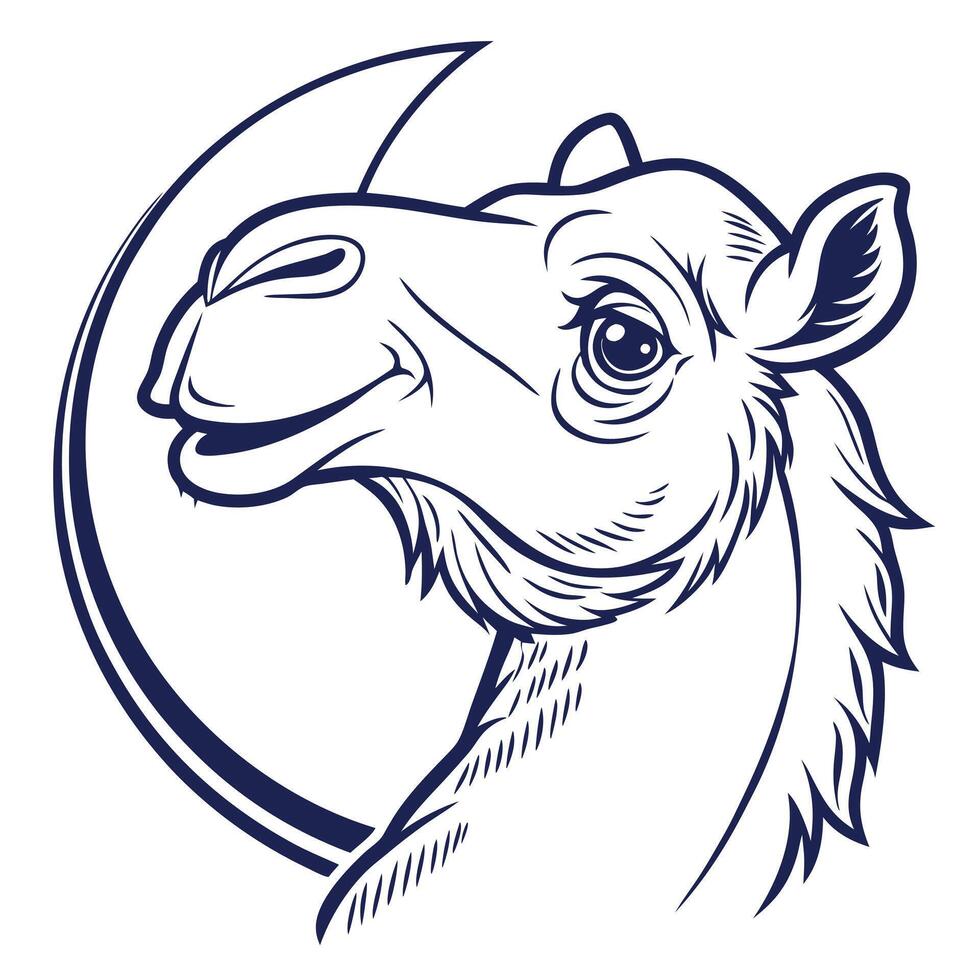 A camel head with a moon in the background vector