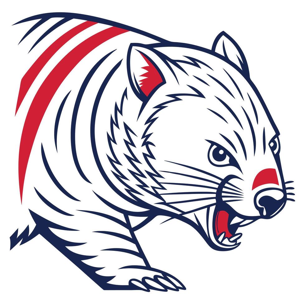 A white and red and blue striped animal with red and white stripes vector