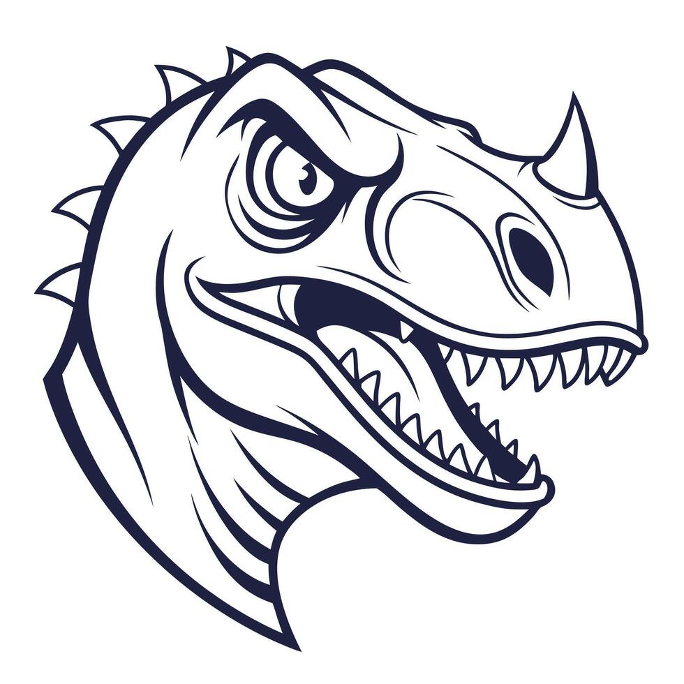 A dinosaur head with sharp teeth and a large mouth vector