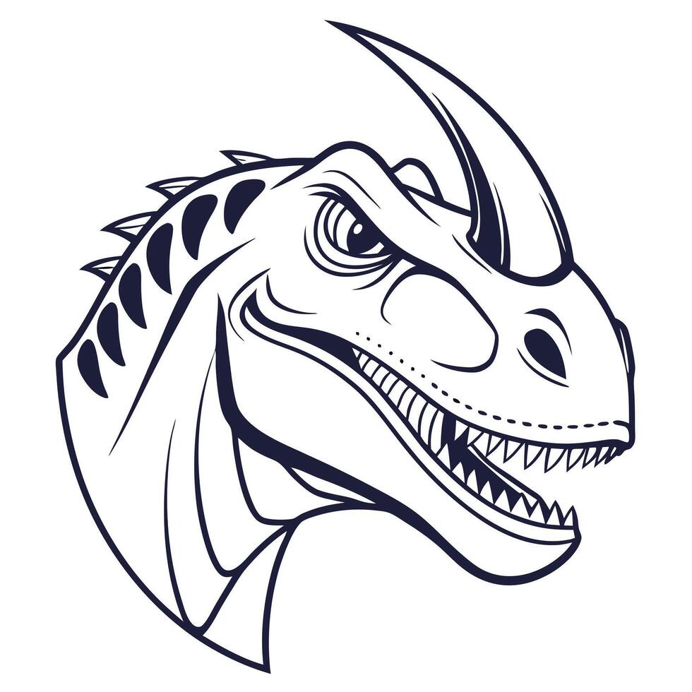 A dinosaur head with a long horn on it vector