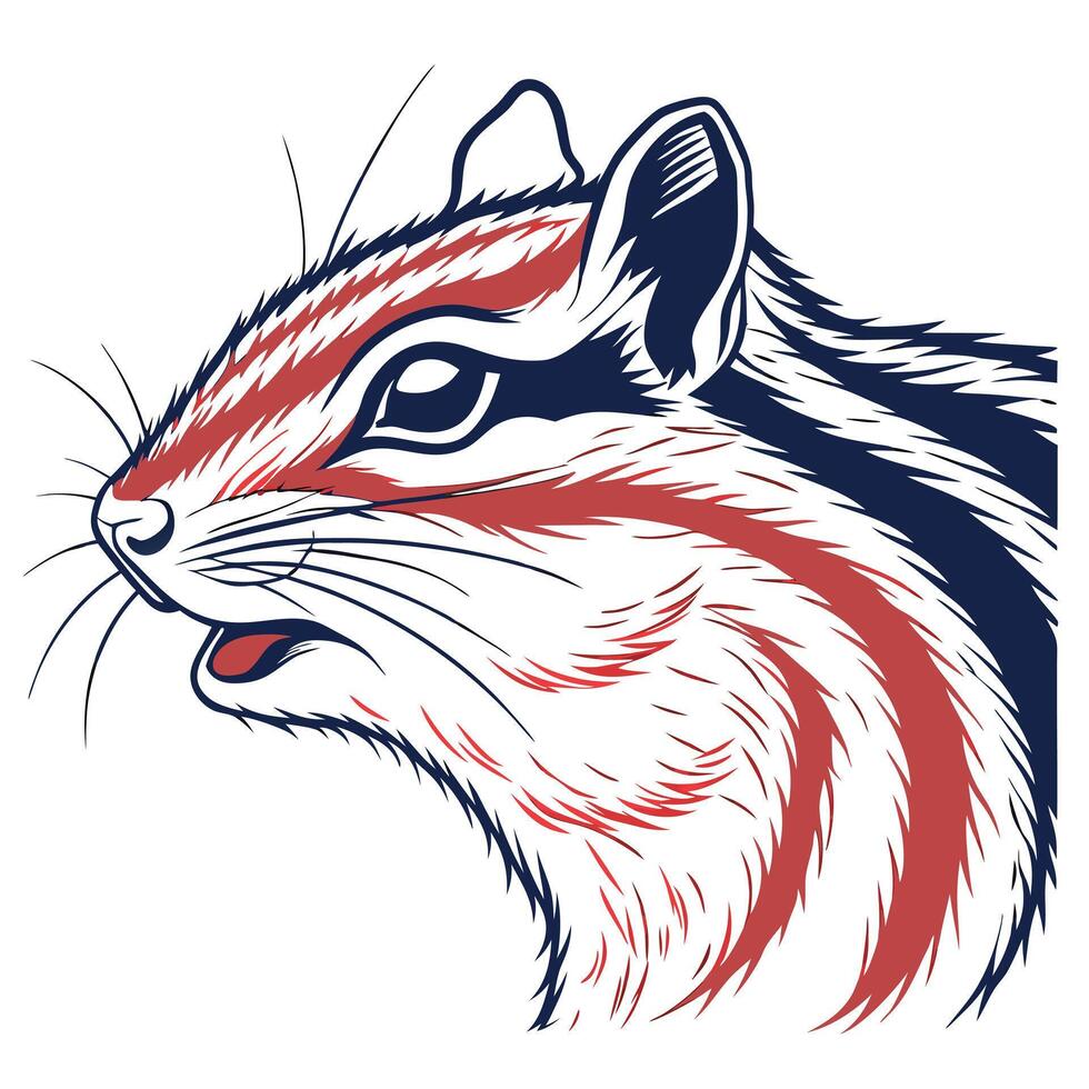A chipmunk with red, white and blue stripes vector