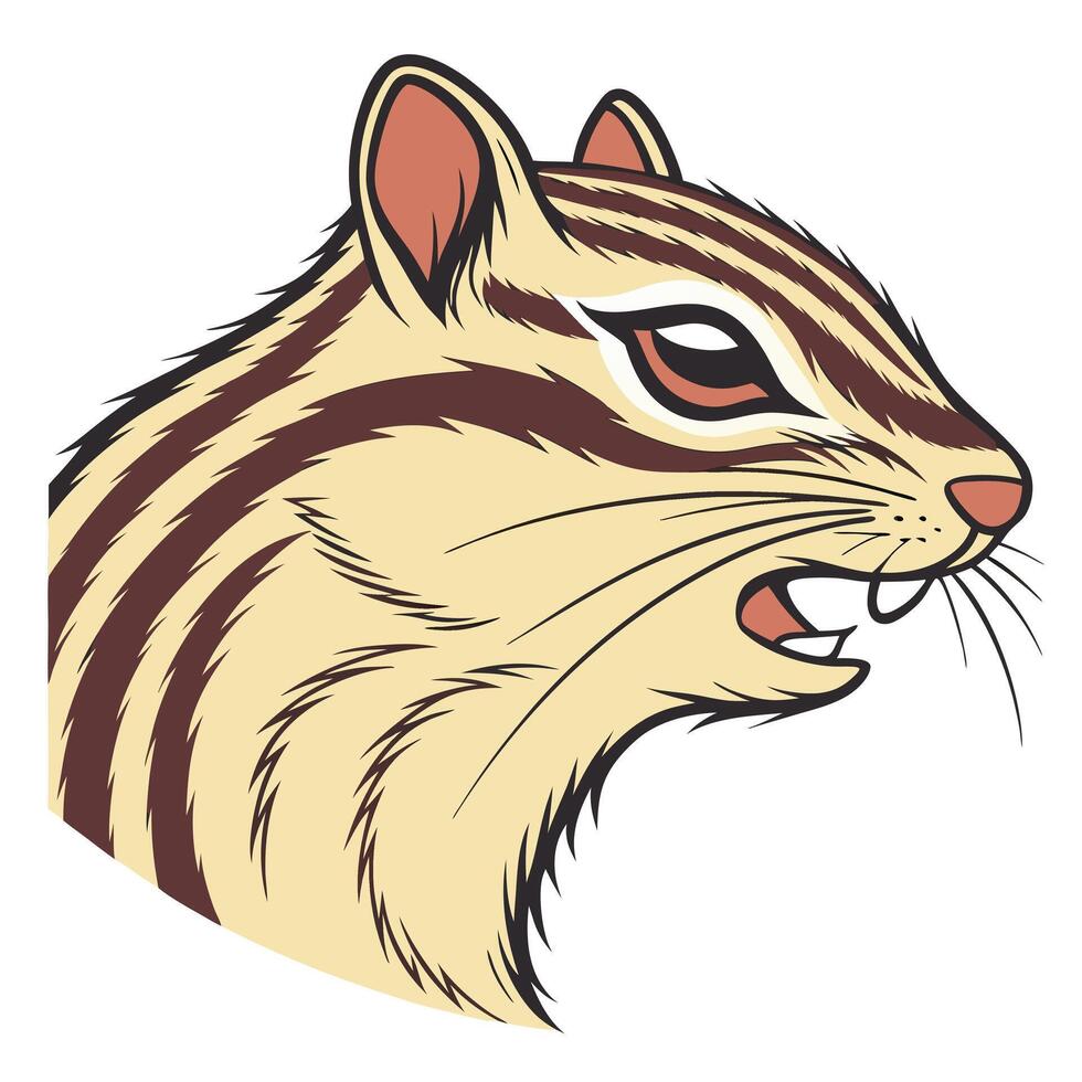 A chipmunk head with its mouth open vector