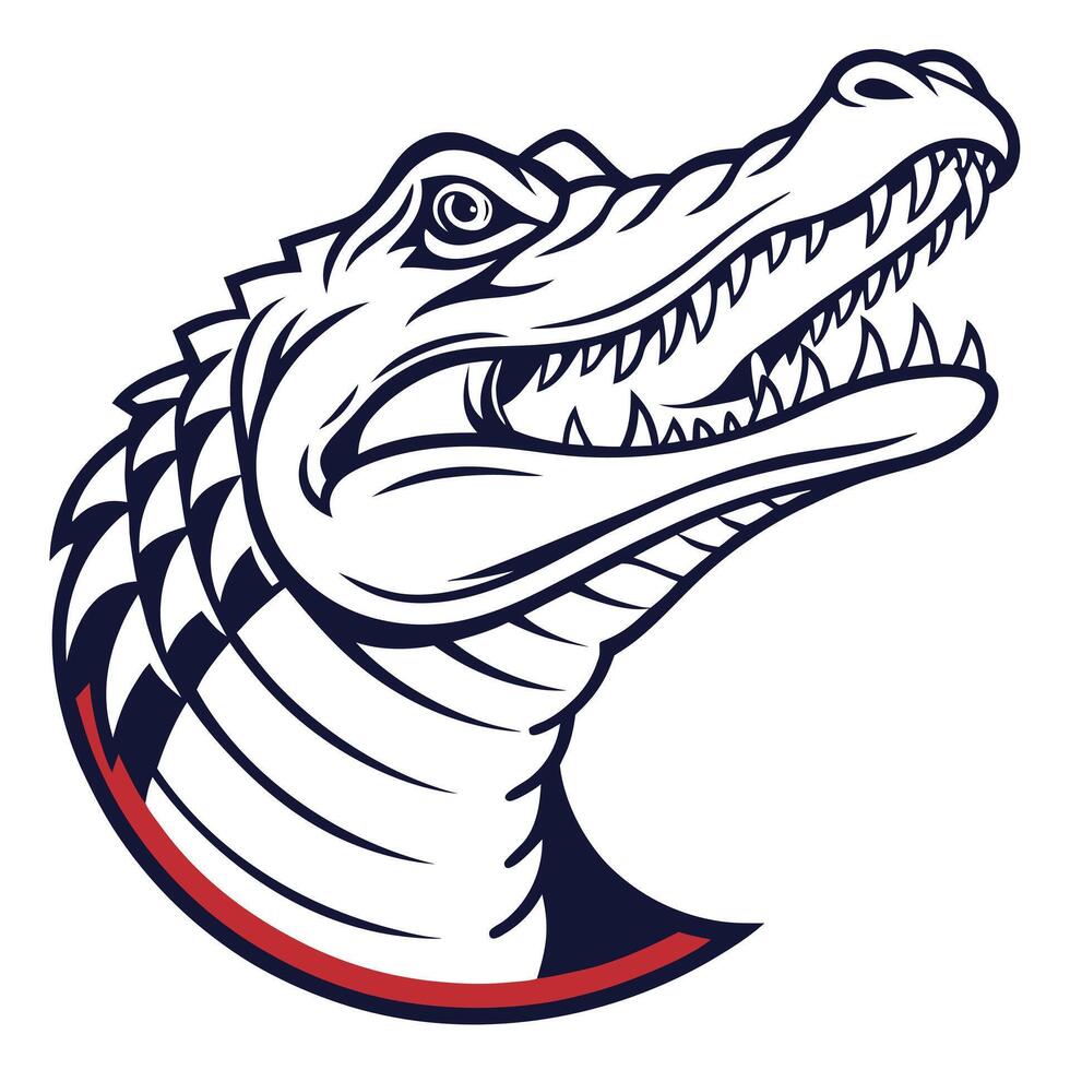 The head of an alligator is shown in a retro style vector