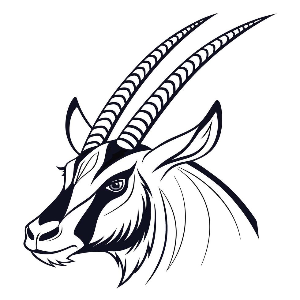 An antelope head with horns on a white background vector