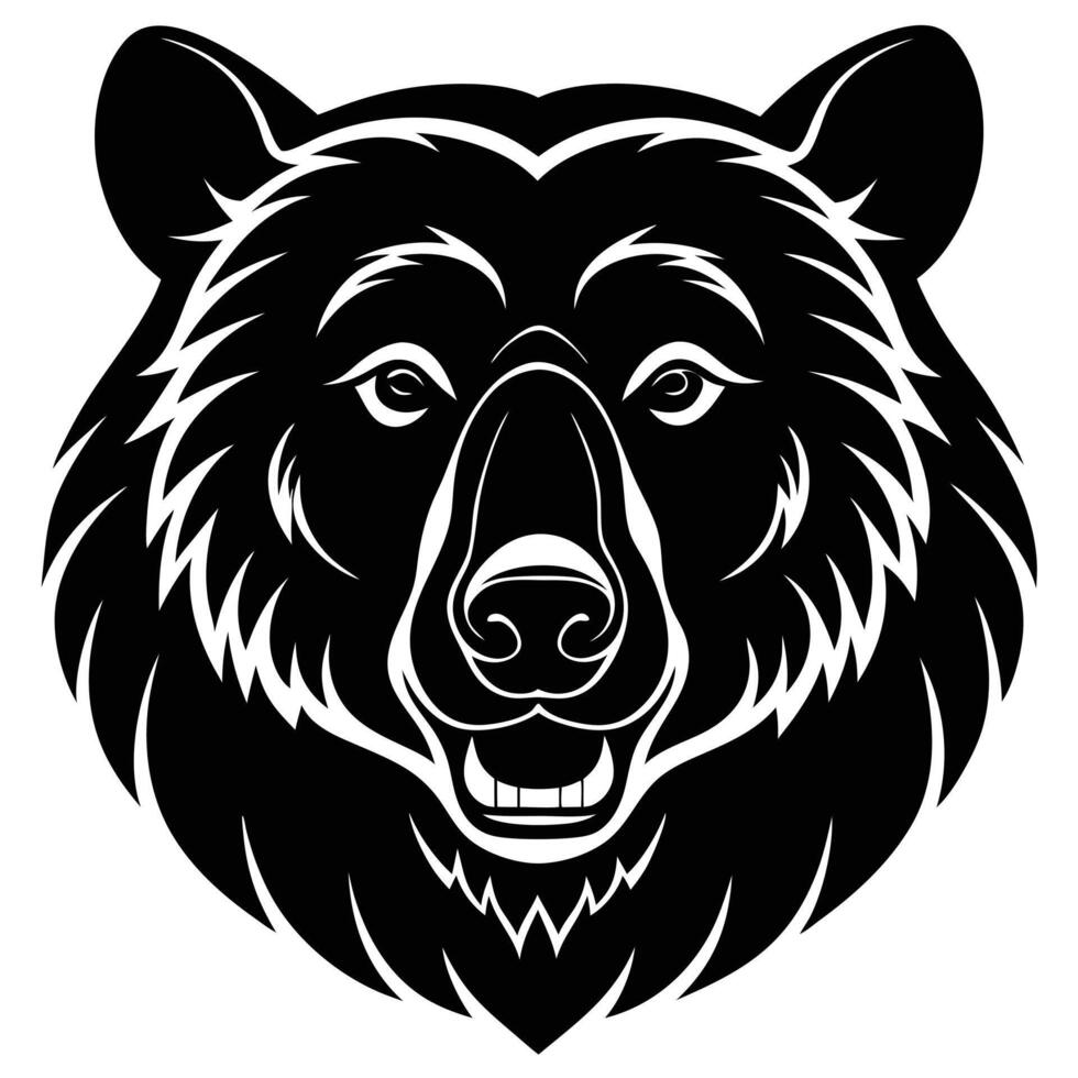 A black and white bear head on a white background vector