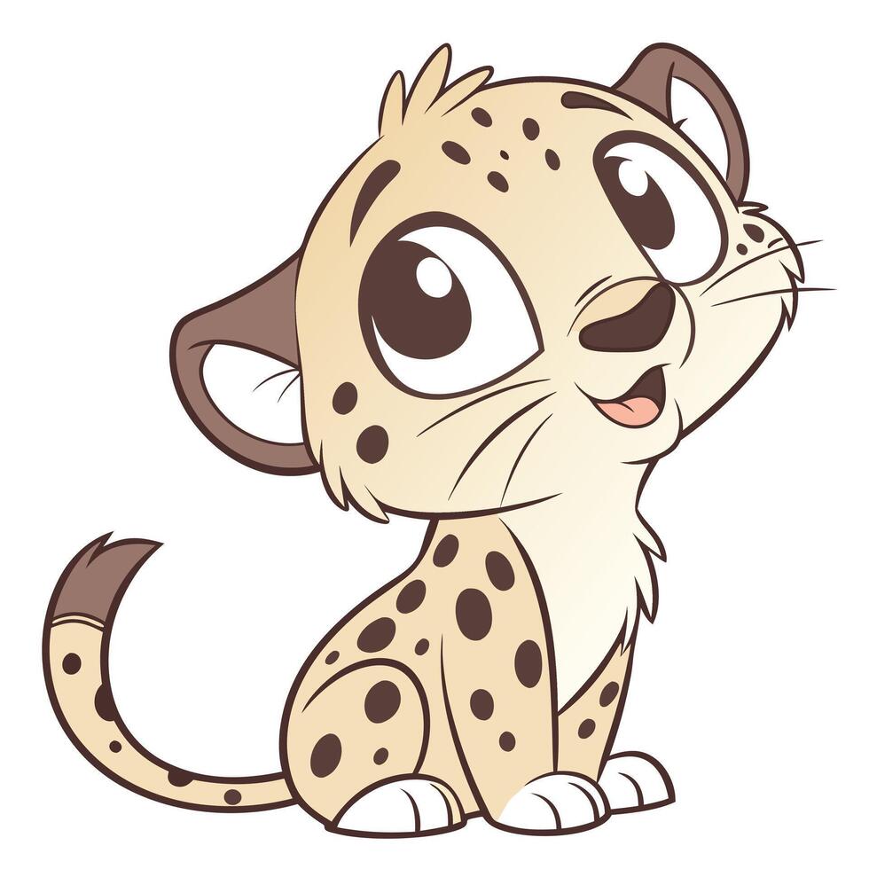 A cartoon cheetah sitting down and looking up vector