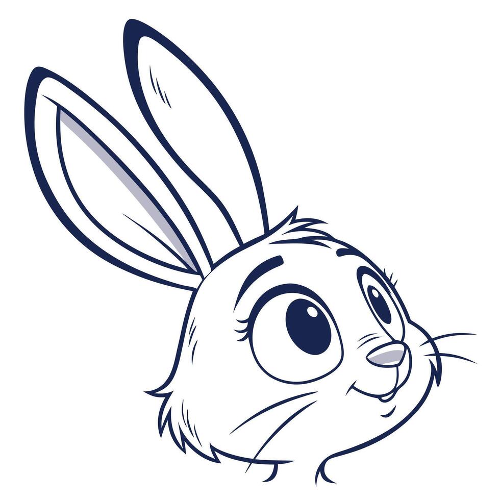 A cartoon rabbit head with big eyes vector