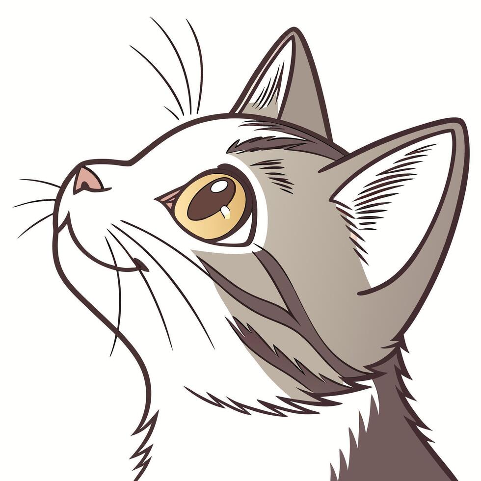 A cartoon cat looking up at something vector