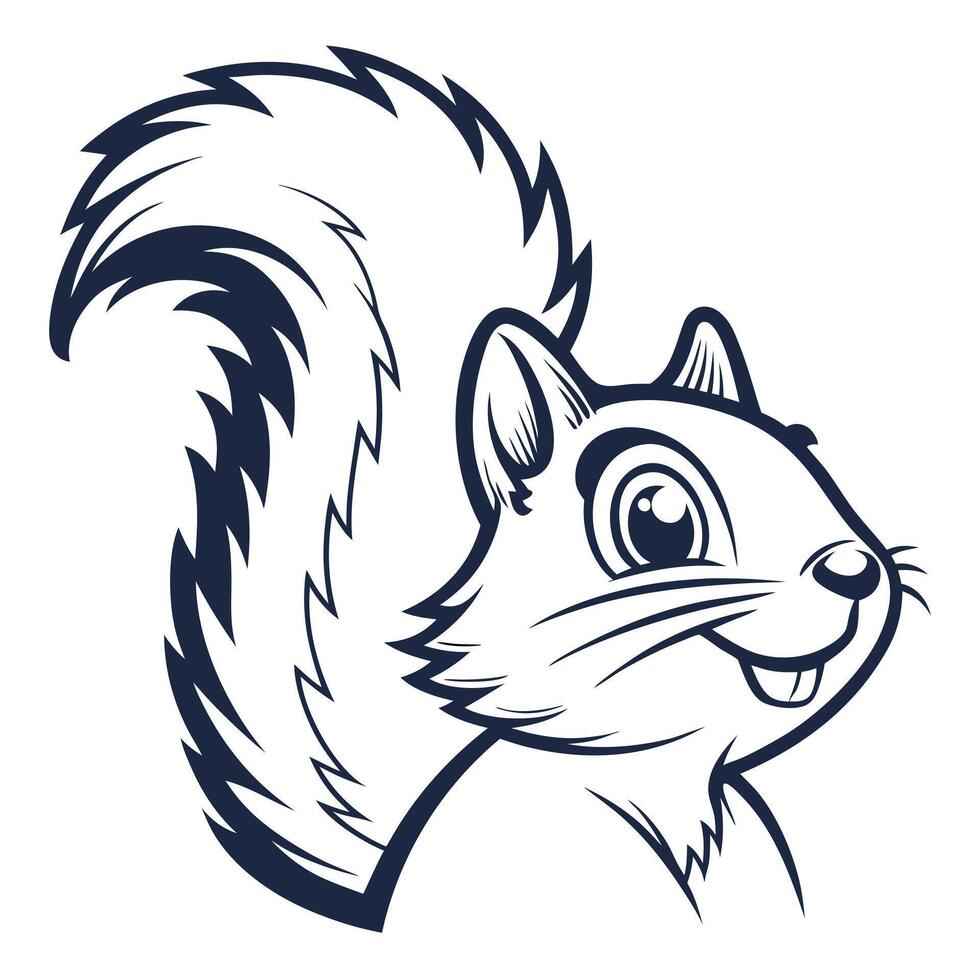 A cartoon squirrel with a big tail vector