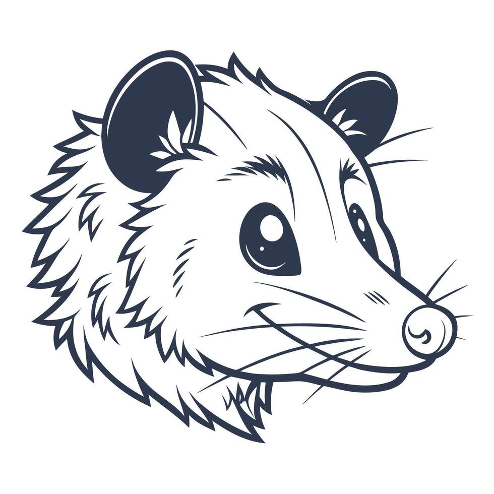 An opossum head with a big nose vector
