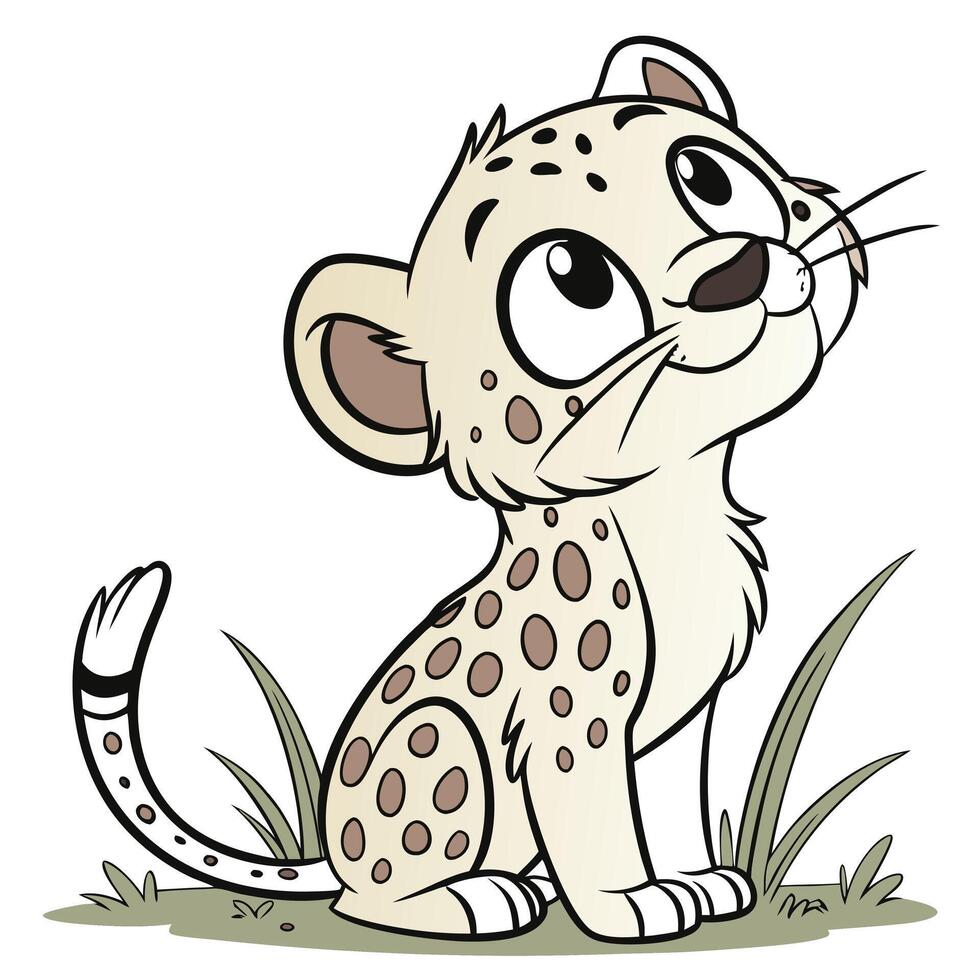 A cartoon cheetah sitting in the grass vector
