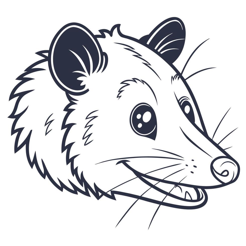 A cartoon head of an opossum vector