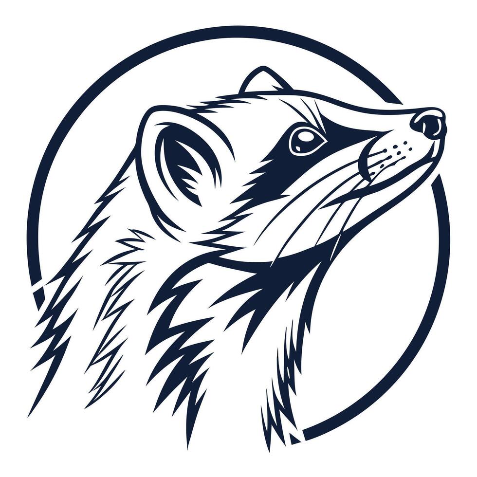 A black and white illustration of a ferret vector