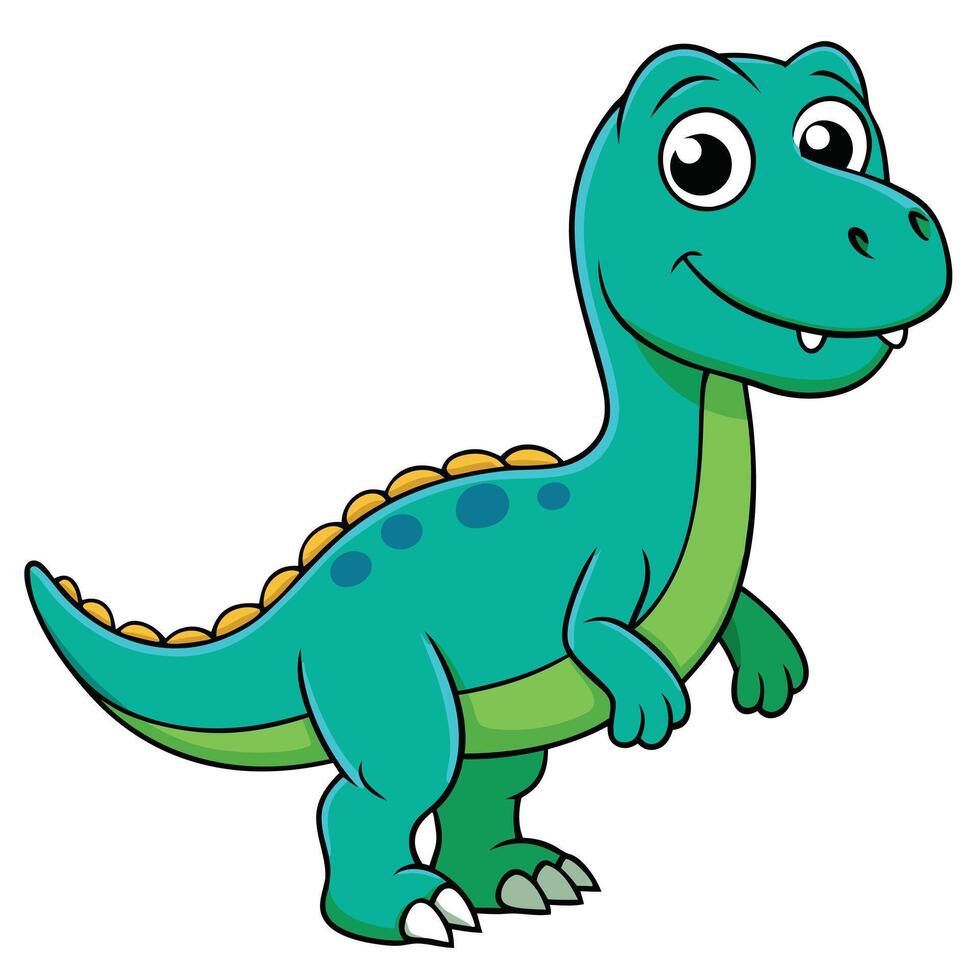 Cartoon dinosaur with big eyes and a smile vector