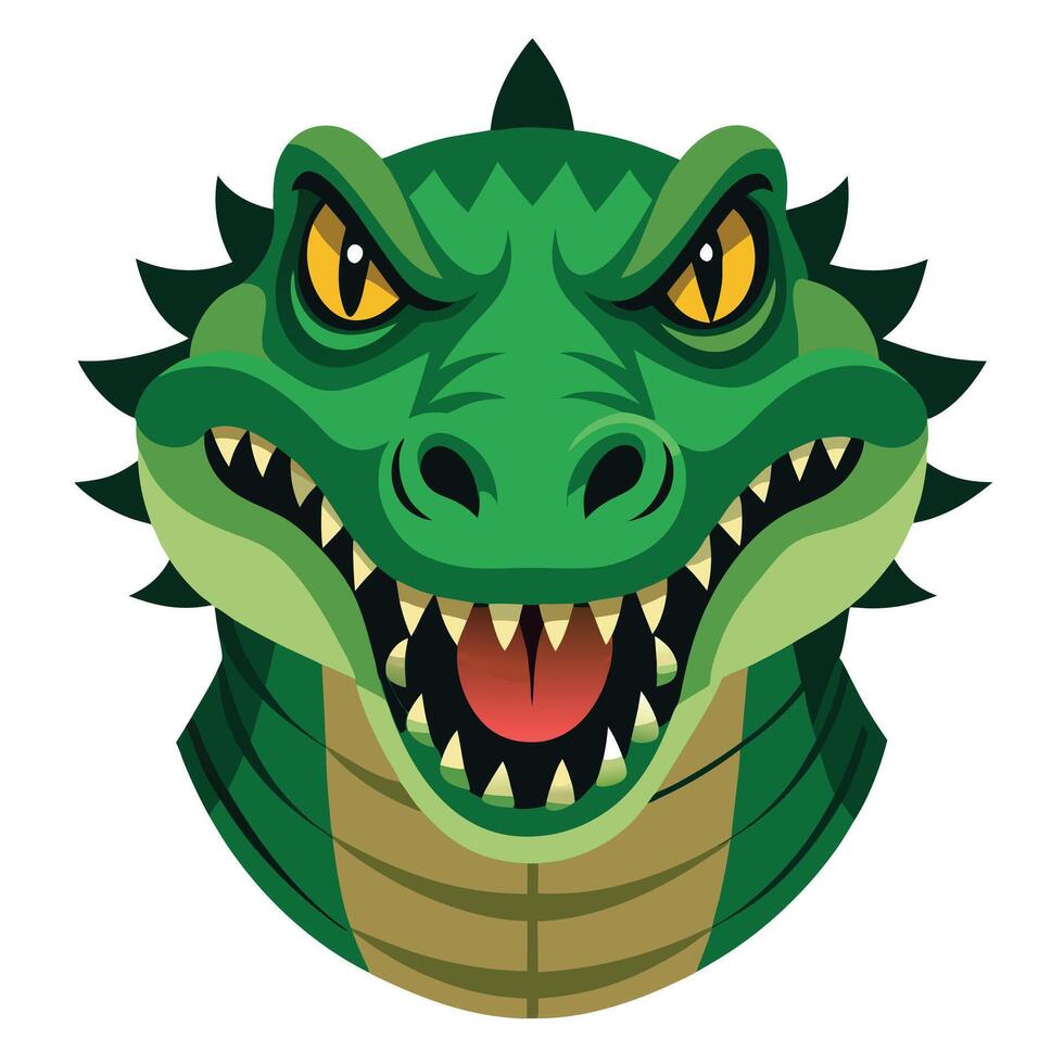 A cartoon alligator head with big teeth vector