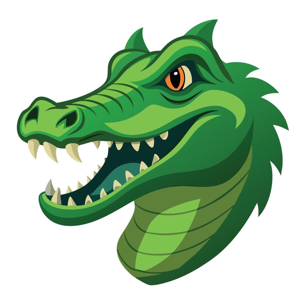 A cartoon green alligator head on a white background vector