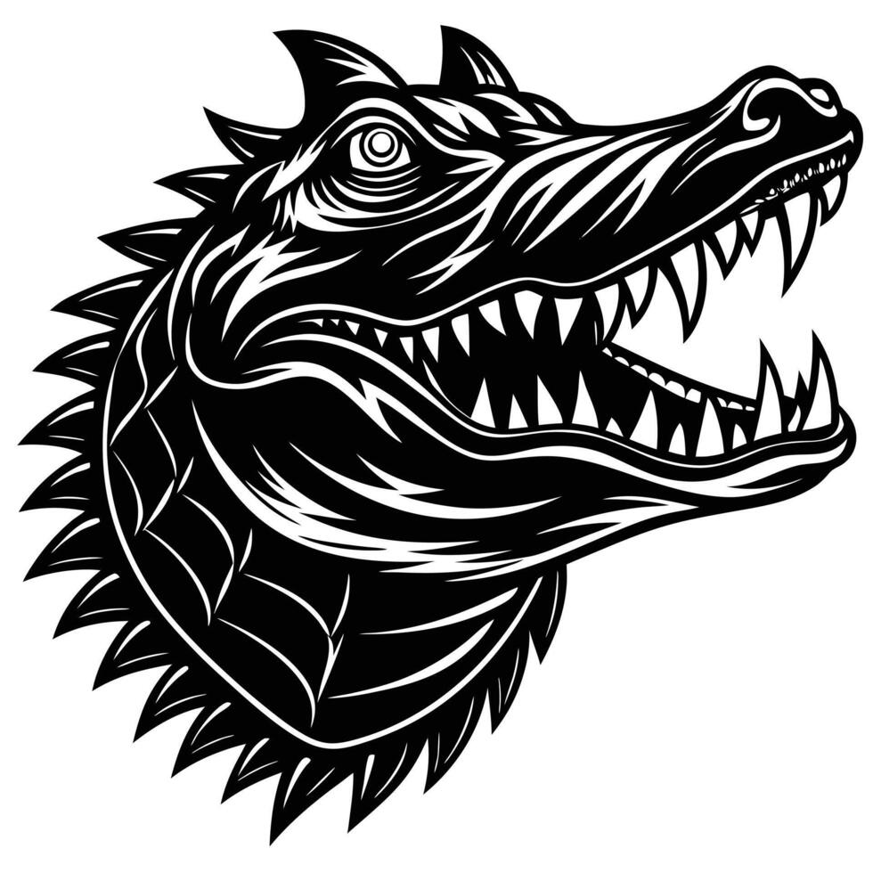 A crocodile head with sharp teeth and fangs vector