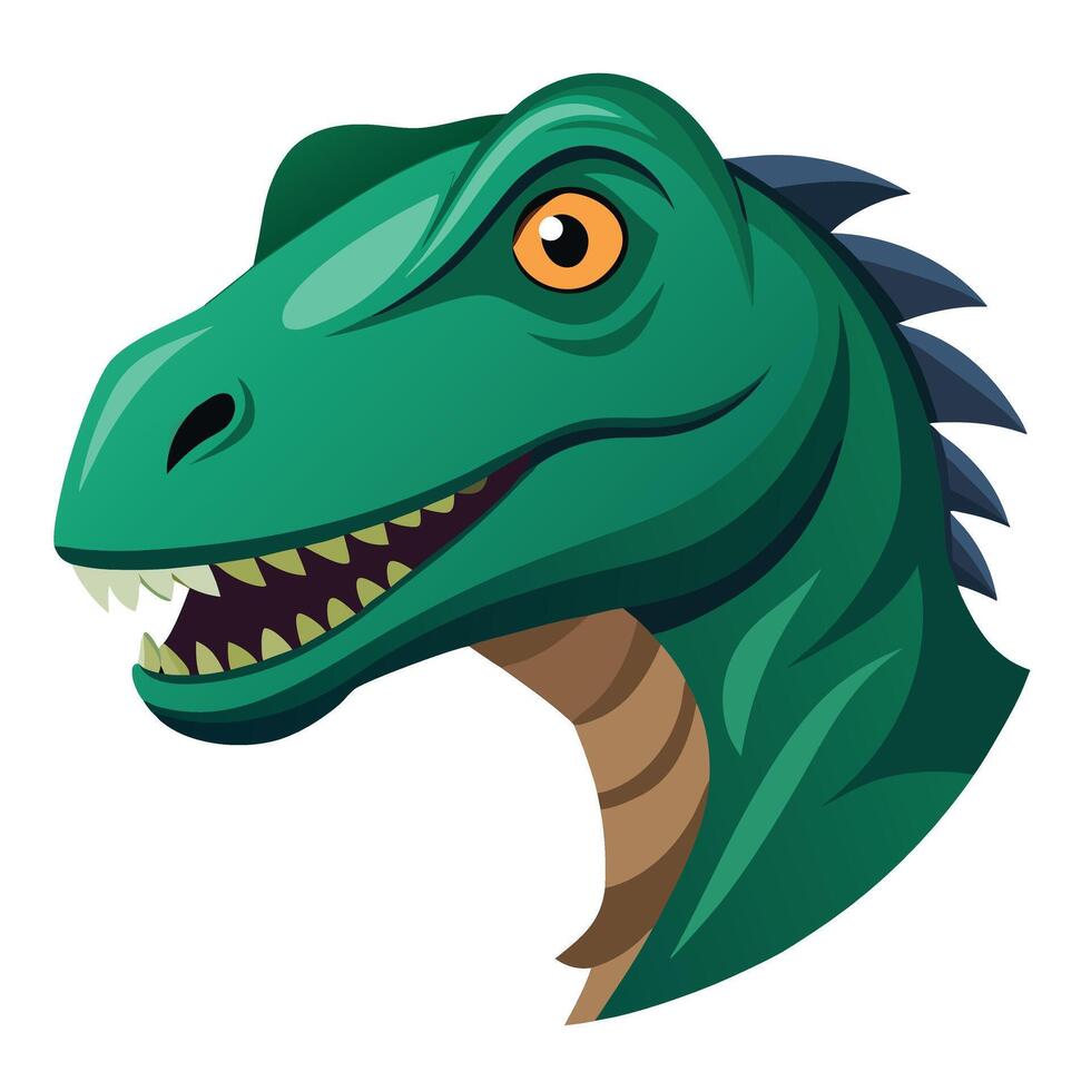 A cartoon dinosaur head with a long tail vector