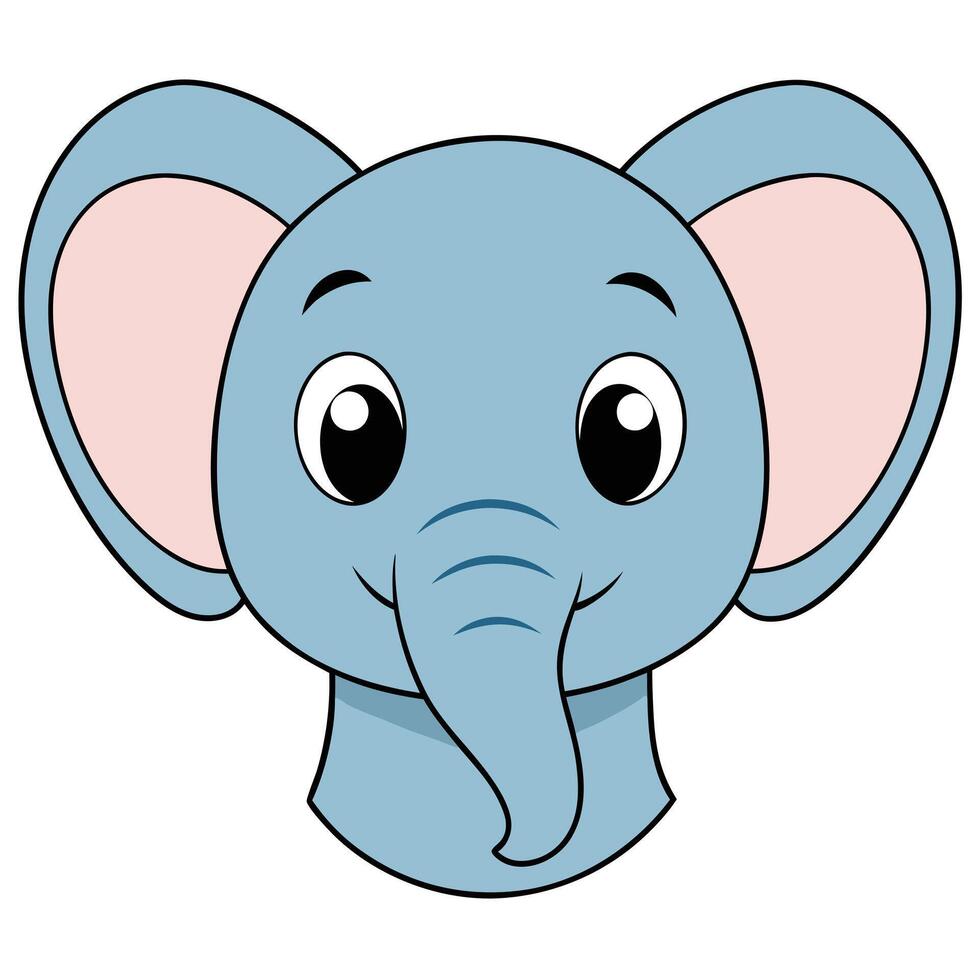 An elephant head with big ears and big eyes vector