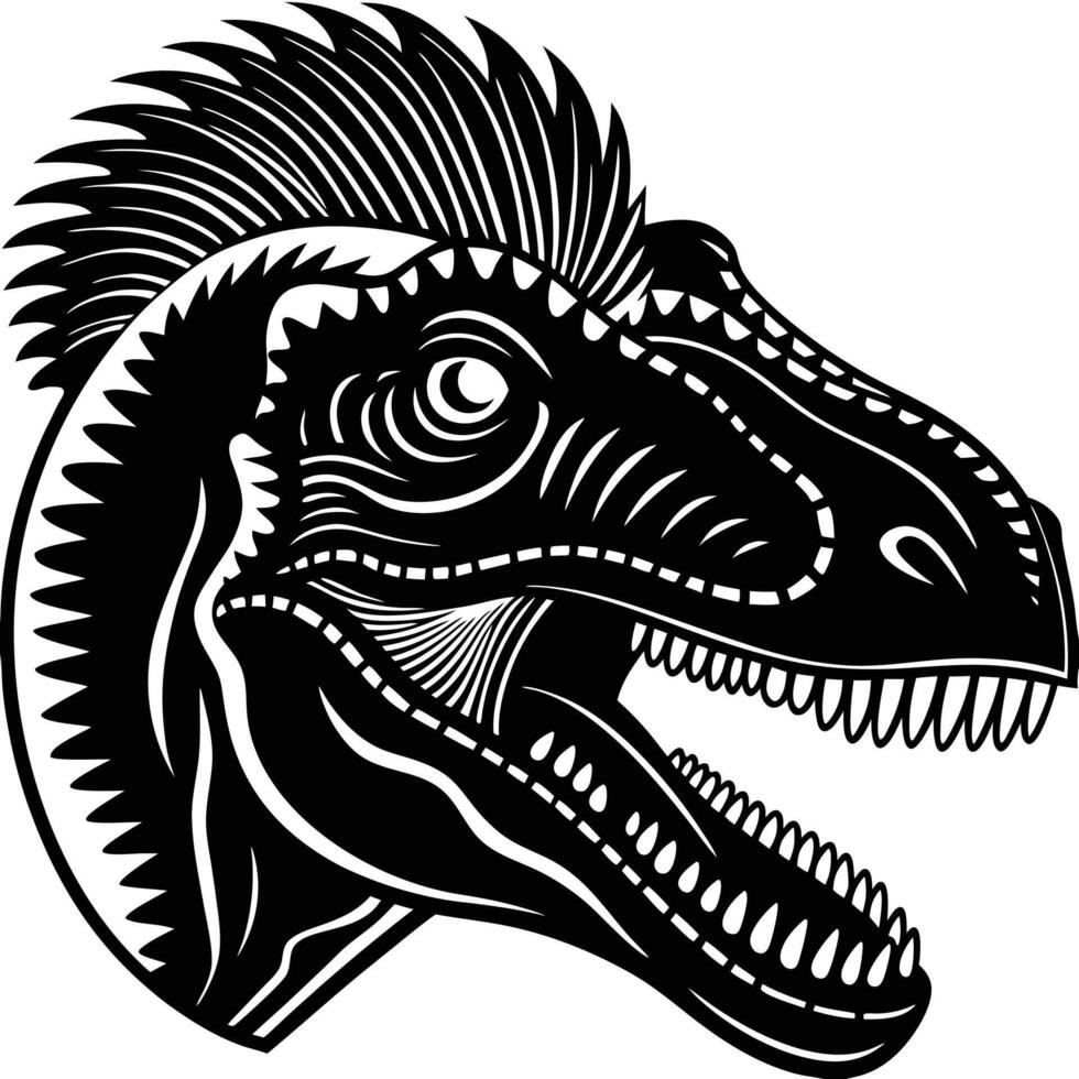 A t - rex head with a mohawk on it vector