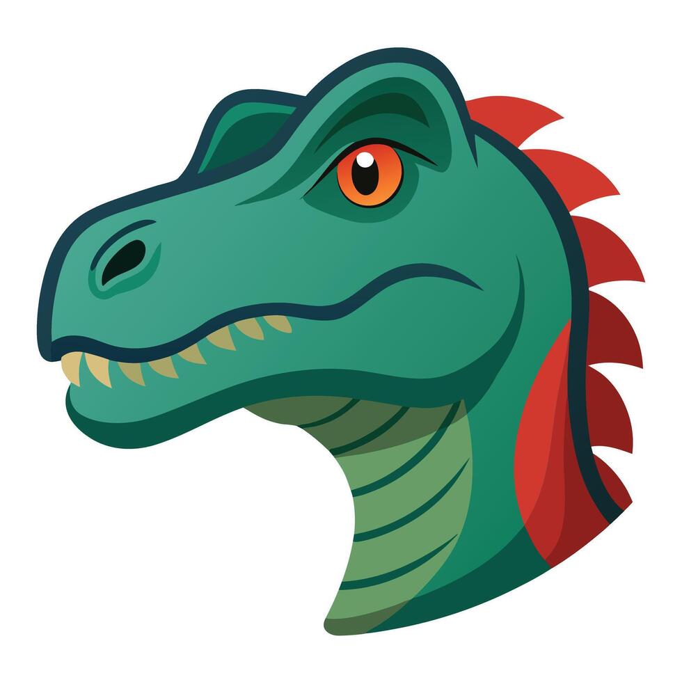 A dinosaur head with red and green hair vector