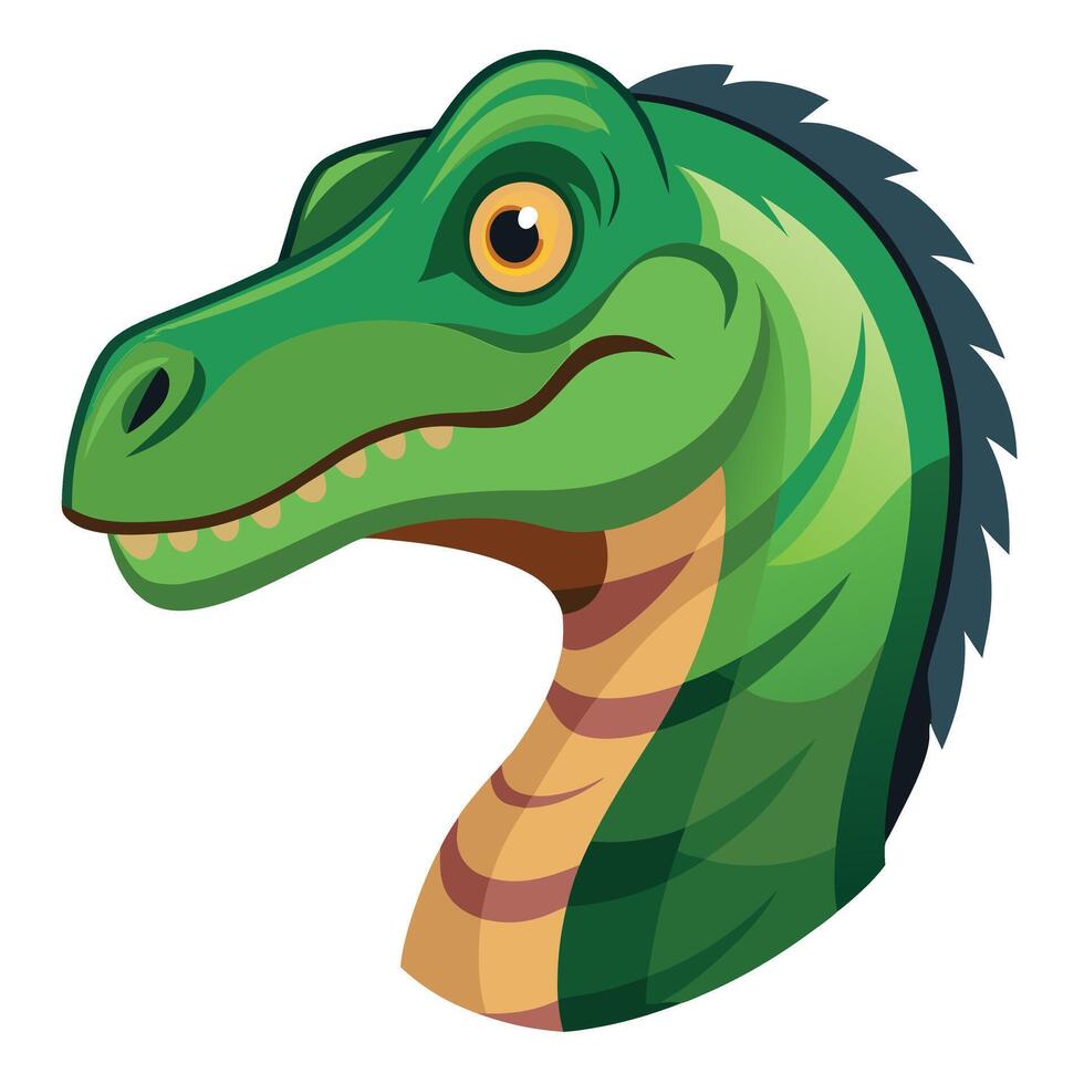 A cartoon dinosaur head with a long neck and a long tail vector