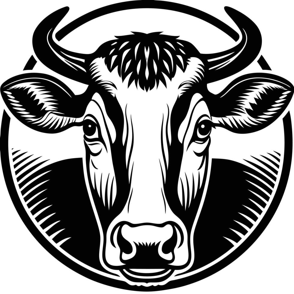 Cow head in a circle vector