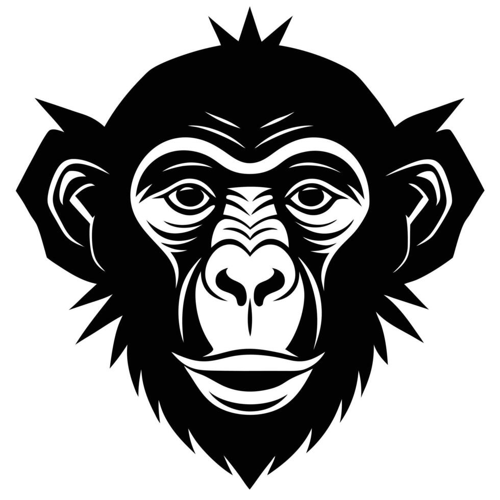 A black and white monkey head with a crown vector