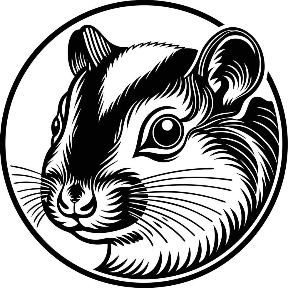 A black and white drawing of a mouse vector