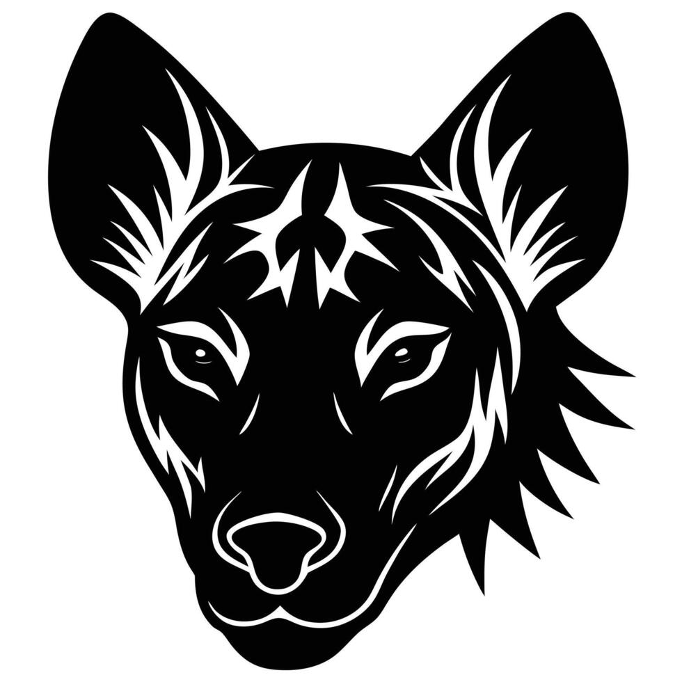 A black and white hyena head on a white background vector