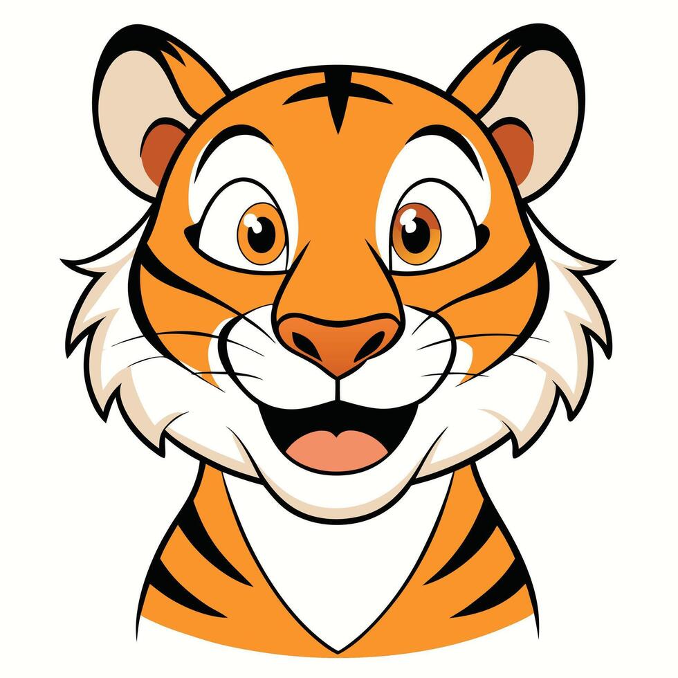 A cartoon tiger head with a big smile vector