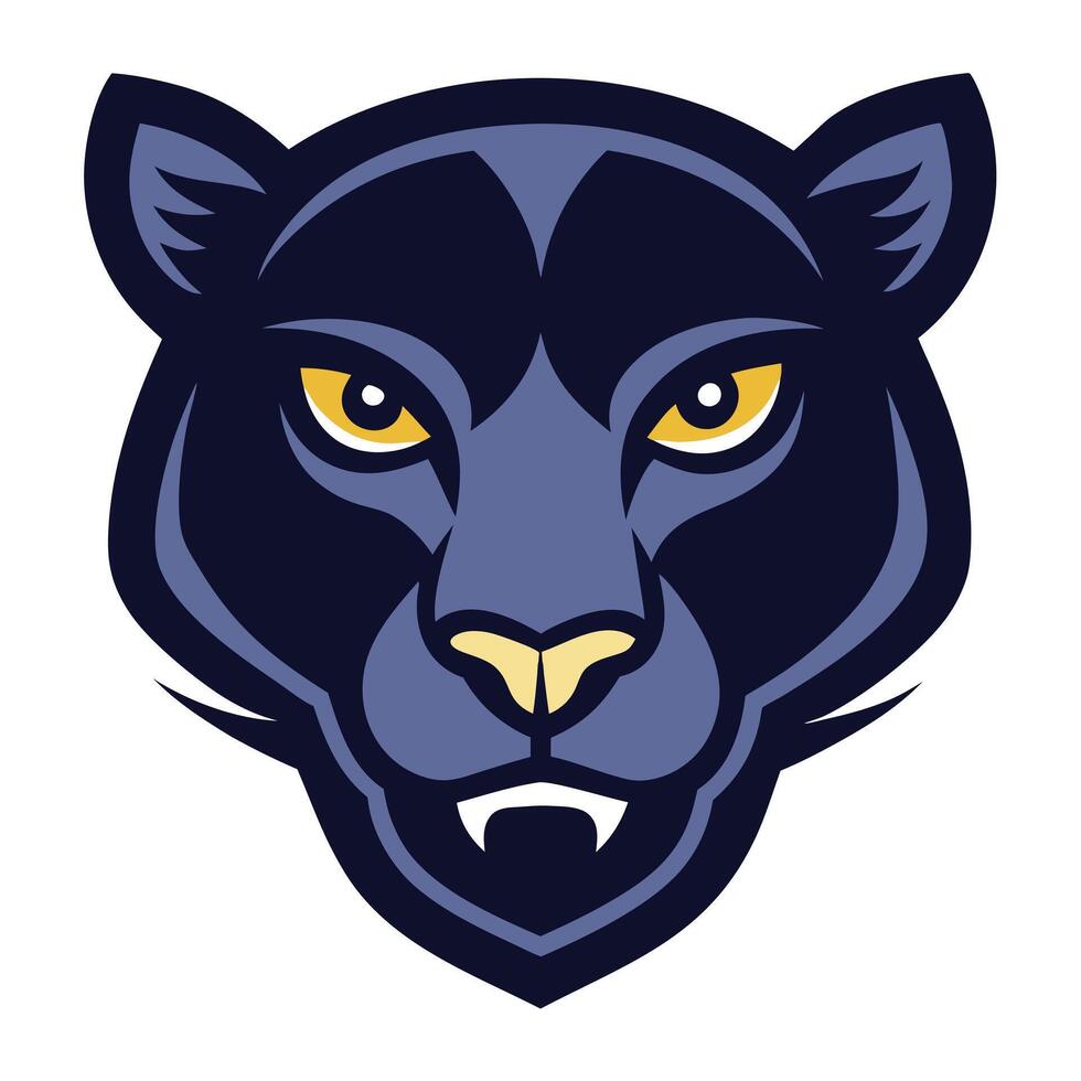 Cartoon panther head front view vector