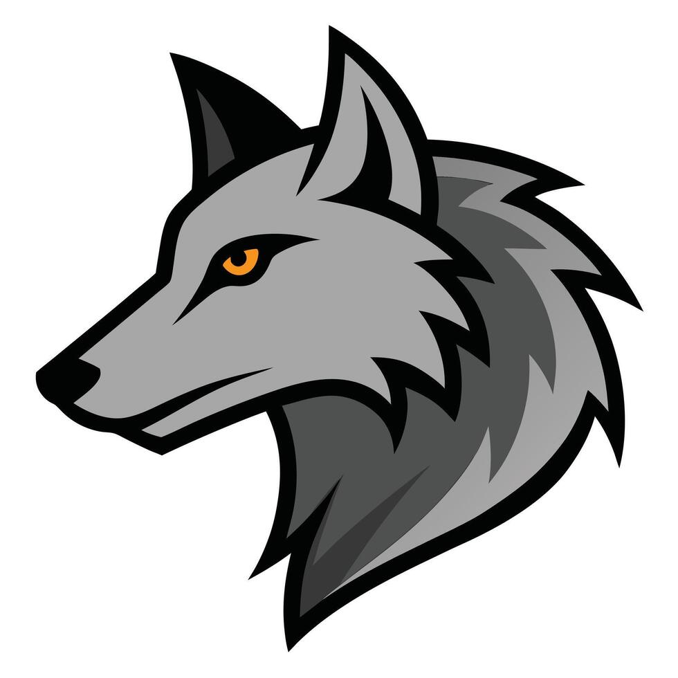 A wolf head with orange eyes on a white background vector