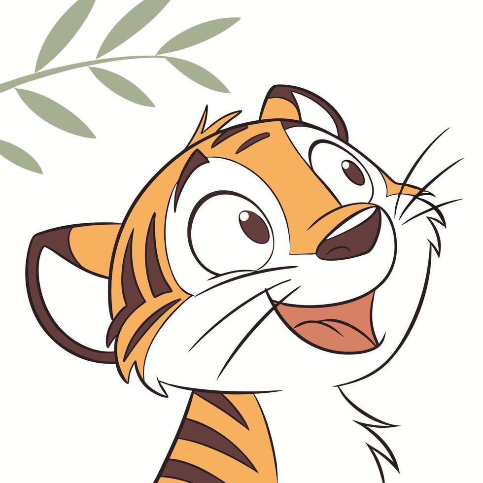 Cartoon Tiger Looking Upward vector