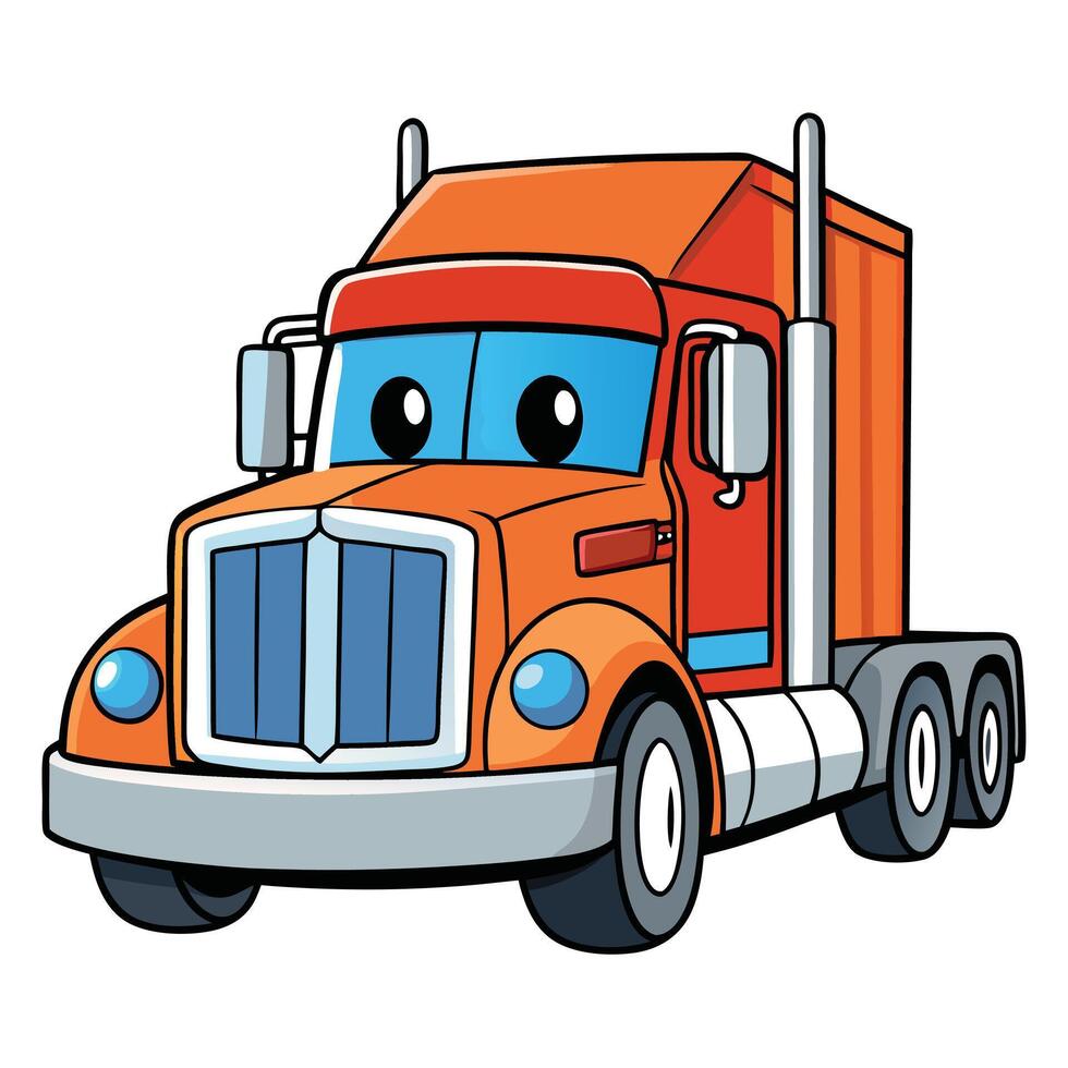 A cartoon truck with a big smile on its face vector