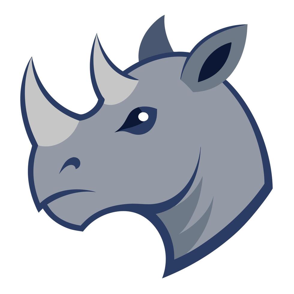 Gray Rhino Head Illustration vector