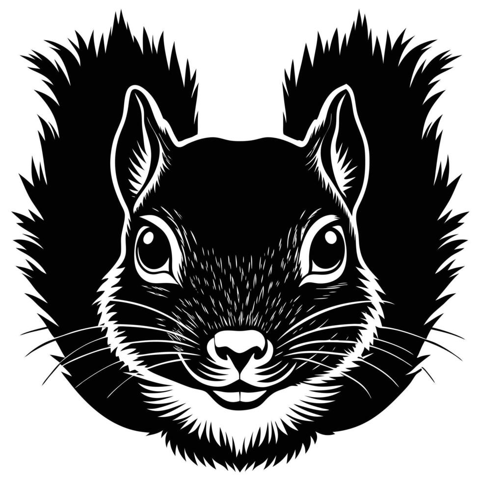Squirrel Head Black White vector
