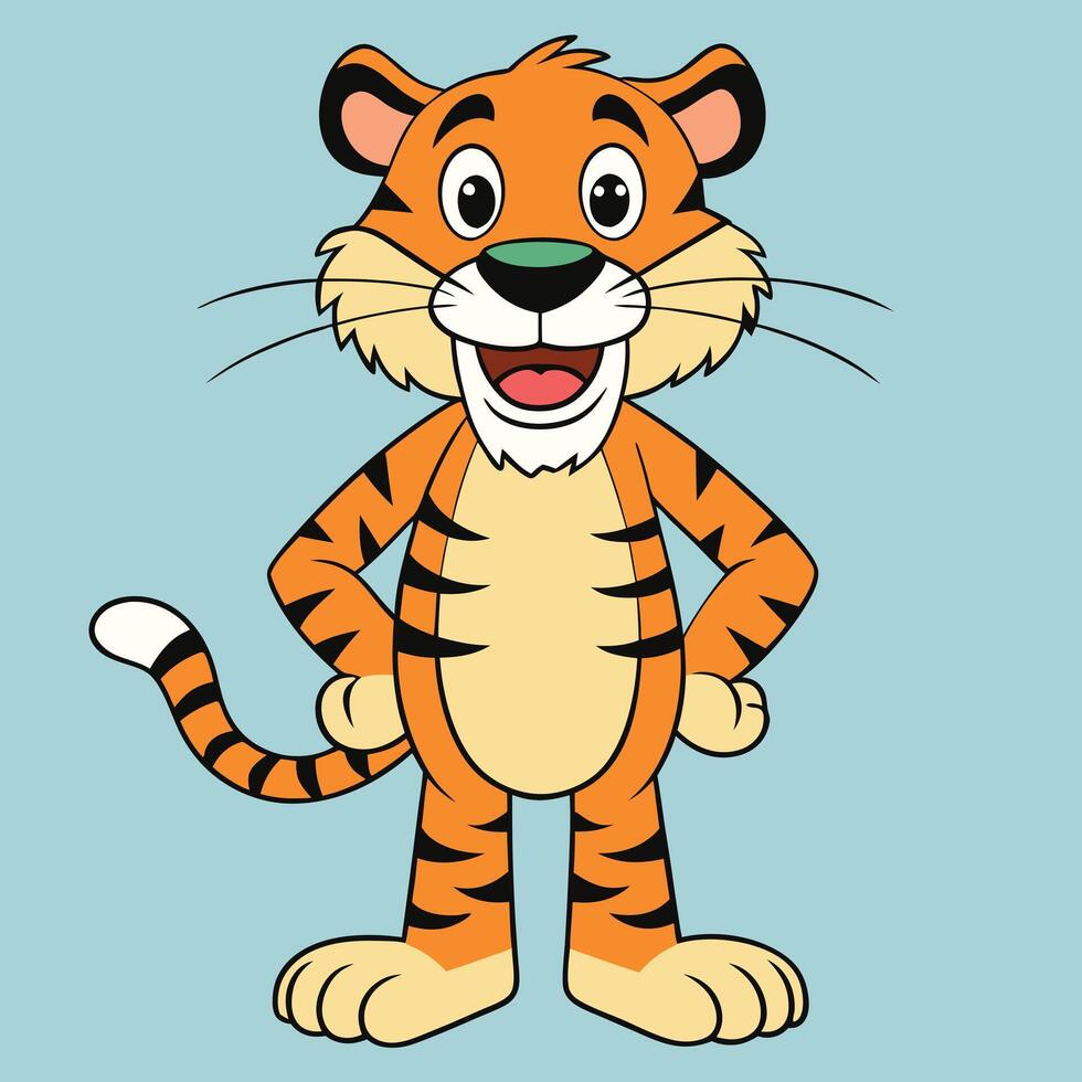 Cartoon Happy Orange Tiger vector