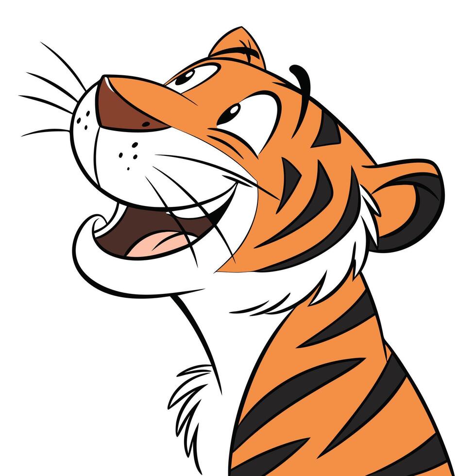 Happy Cartoon Tiger Character vector