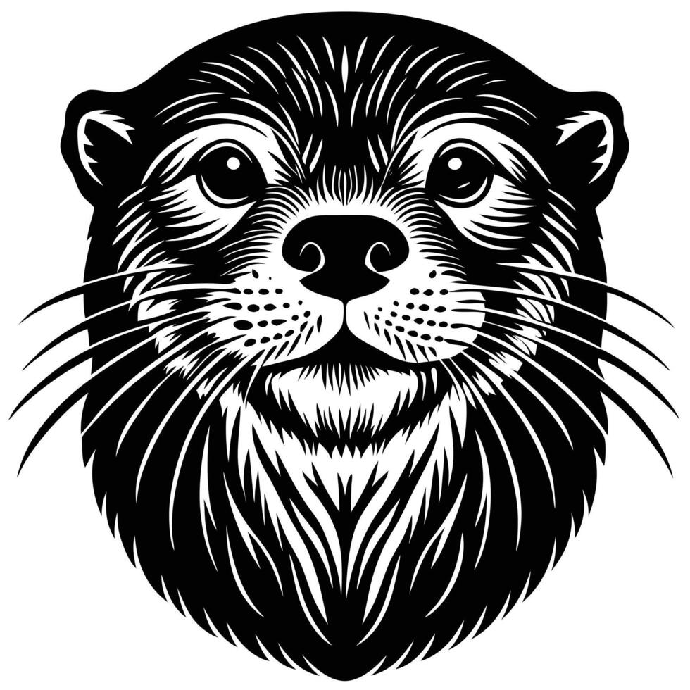 Otter head, illustration vector