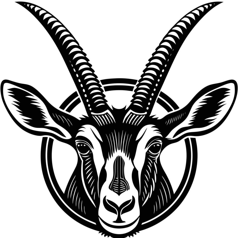 An antelope head with horns in a circle vector