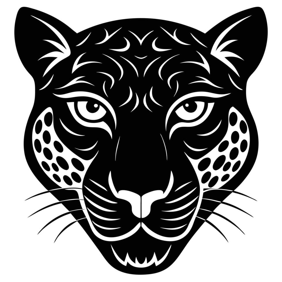 The head of a jaguar is shown in a black and white design vector