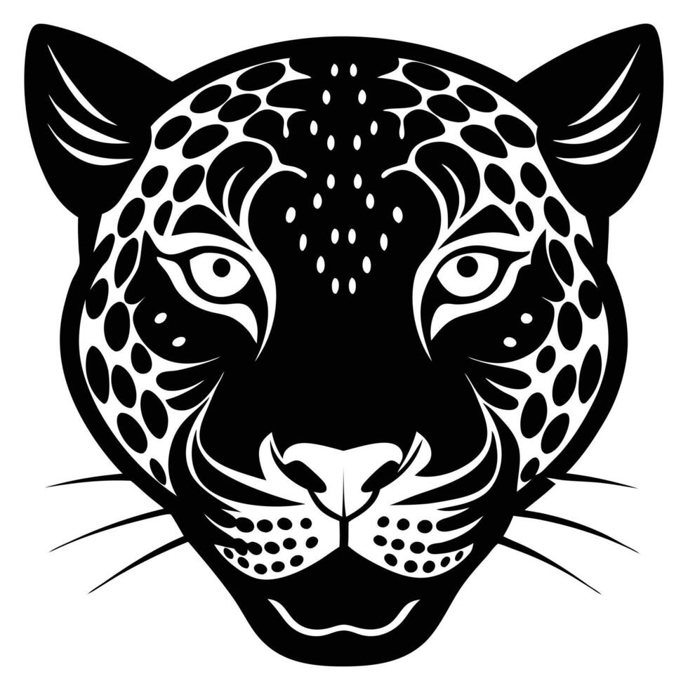 A black and white jaguar head on a white background vector