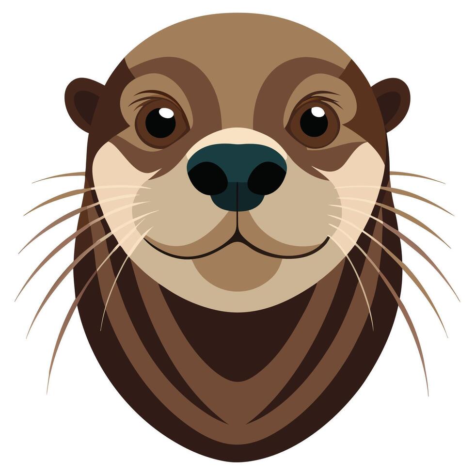 Cute Cartoon Otter Face Illustration vector