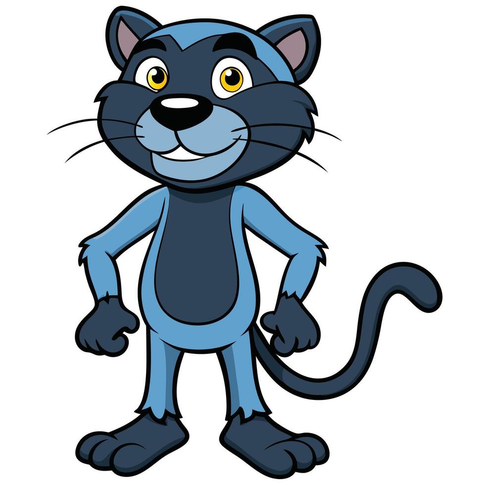 Cartoon panther standing isolated on white vector