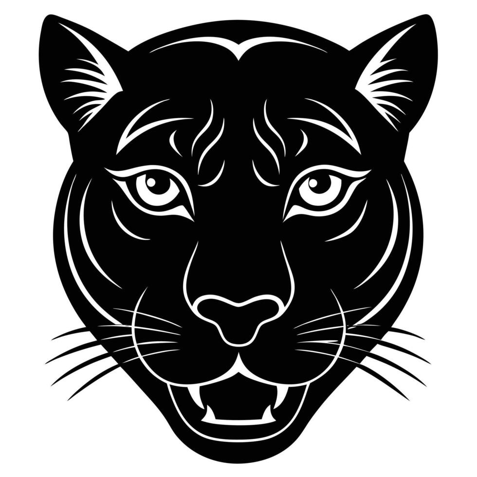 A black and white panther head on a white background vector