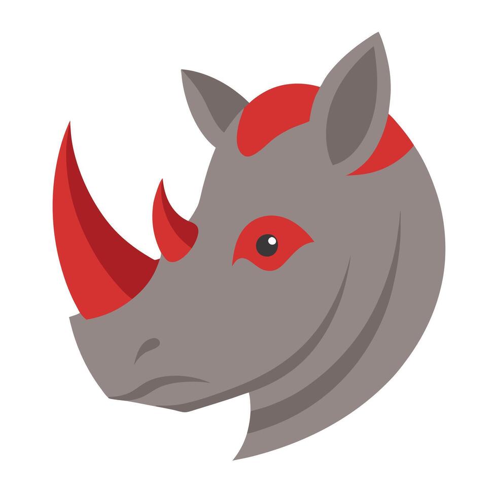A rhino head with red horns on a white background vector