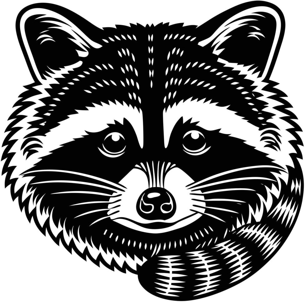 Raccoon Head Black Silhouette vector