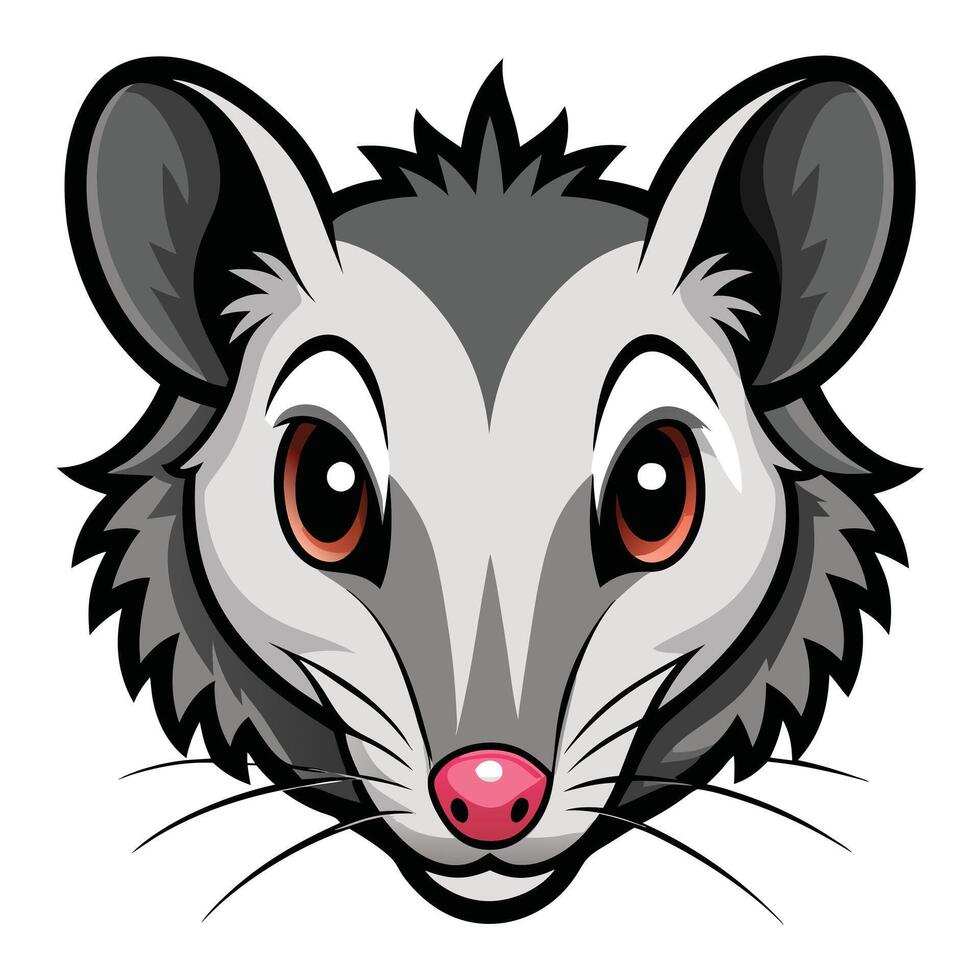 An opossum head with pink eyes vector